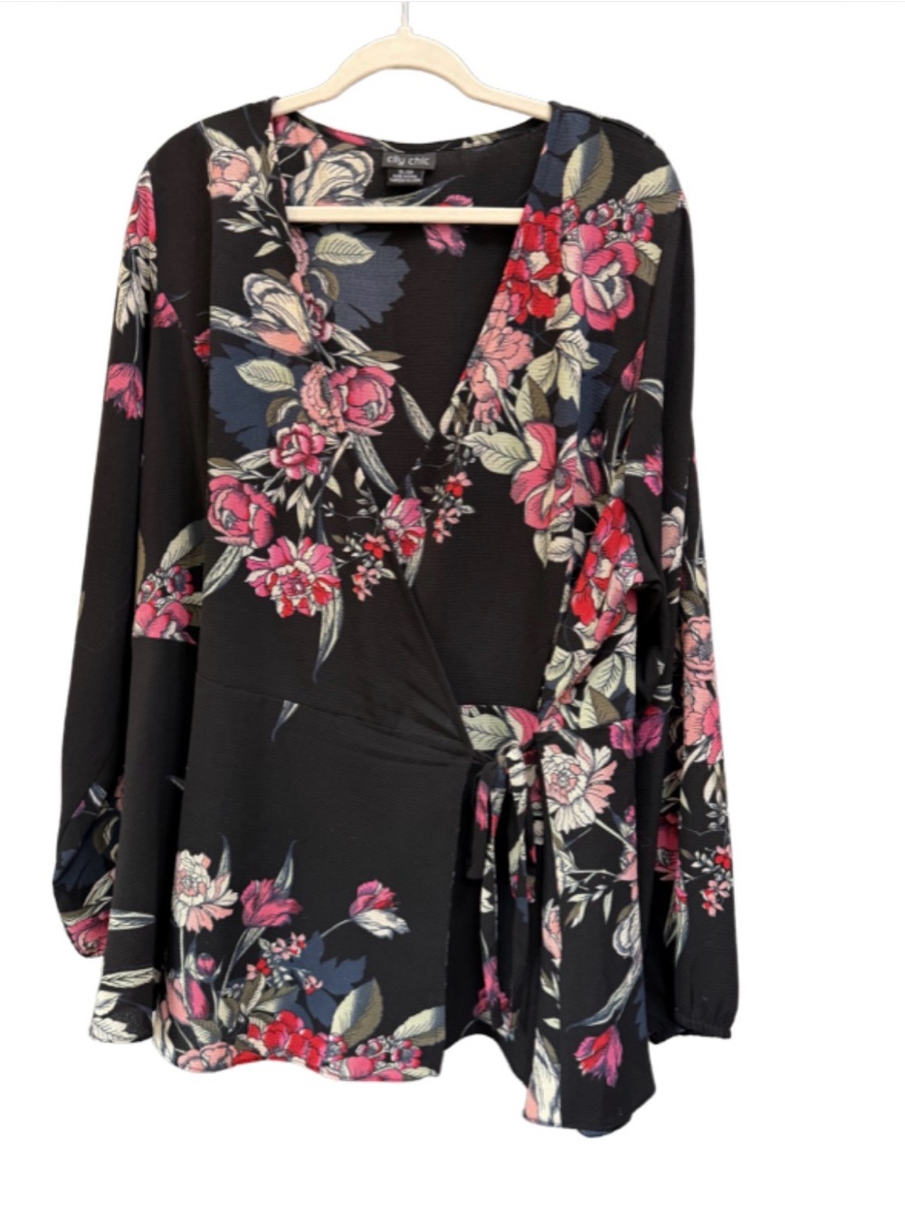 City Chic Floral Wrap Blouse Size 22